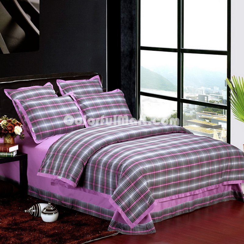 Euro Style Purple Tartan Bedding Stripes And Plaids Bedding Luxury Bedding - Click Image to Close