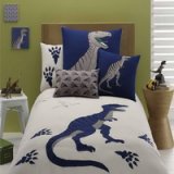 Embroidered Gray Dinosaur Bedding Set
