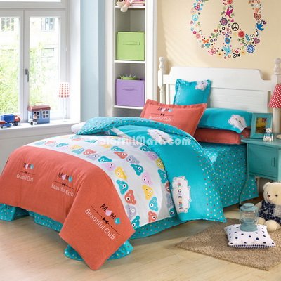 Bear Park Blue Bedding Set Kids Bedding Teen Bedding Duvet Cover Set Gift Idea