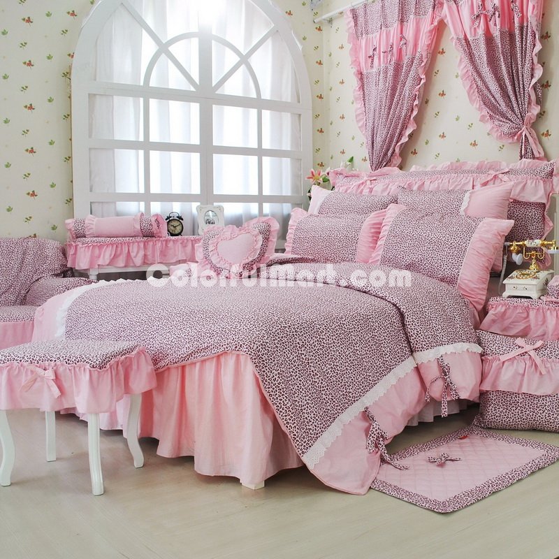 Cheetah Print Pink Girls Princess Bedding Sets - Click Image to Close
