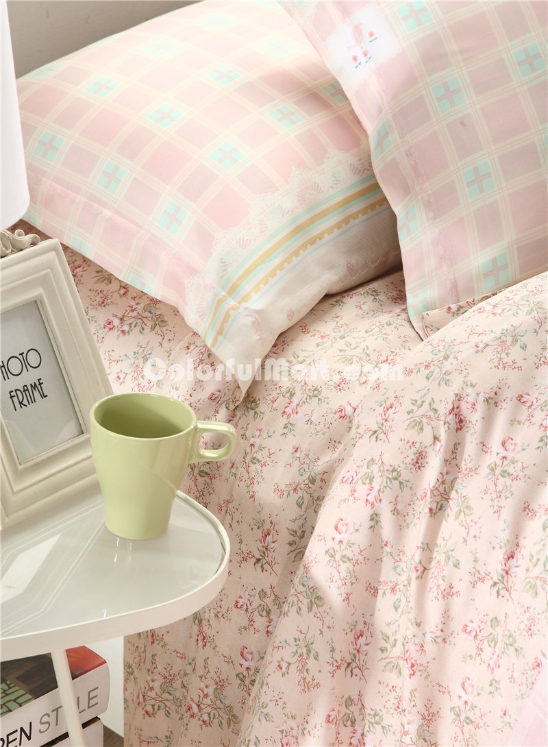 Flowers Beauty Pink Bedding Set Girls Bedding Floral Bedding Duvet Cover Pillow Sham Flat Sheet Gift Idea - Click Image to Close