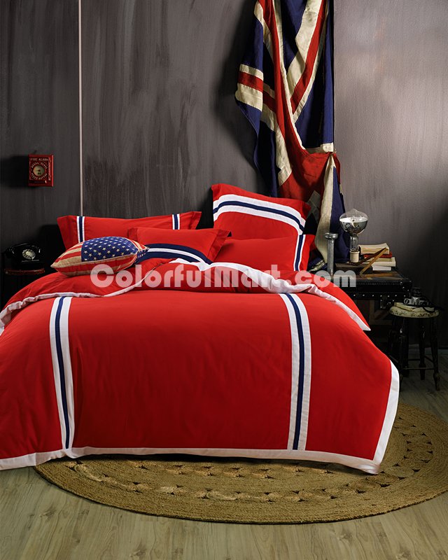 British Fashion Red Bedding Dorm Bedding Discount Bedding Modern Bedding Gift Idea - Click Image to Close