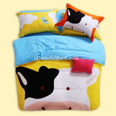 The Cute Cow Yellow Cartoon Animals Bedding Kids Bedding Teen Bedding