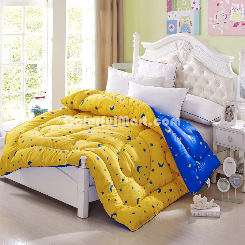 My Love From The Star Yellow Comforter Moons And Stars Comforter Down Alternative Comforter - Click Image to Close