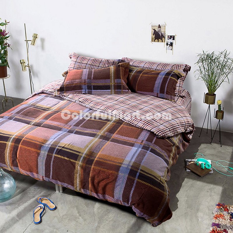 Modern Nocturnes Brown Bedding Set Modern Bedding Collection Floral Bedding Stripe And Plaid Bedding Christmas Gift Idea - Click Image to Close