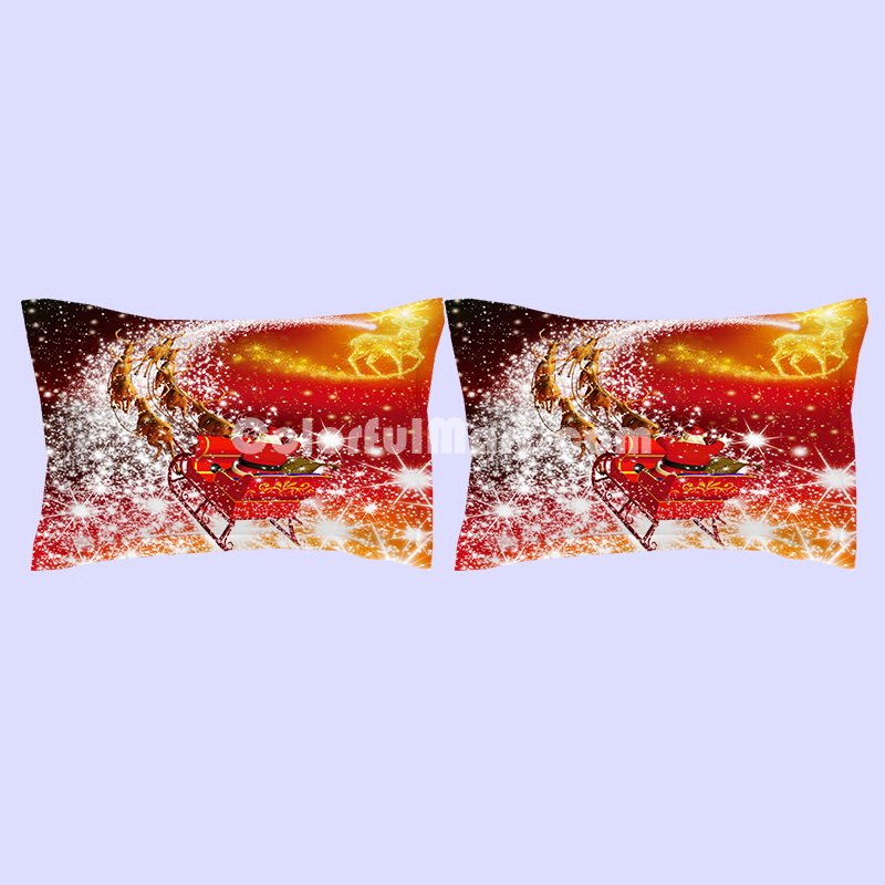 Christmas On The Way Red Bedding Duvet Cover Set Duvet Cover Pillow Sham Kids Bedding Gift Idea - Click Image to Close