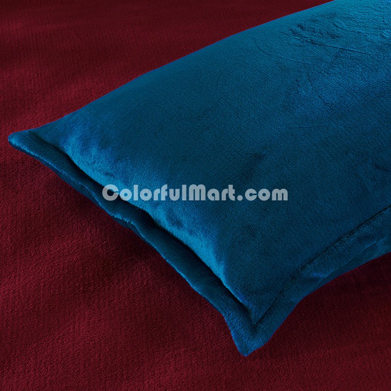 Peacock Blue And Wine Red Flannel Bedding Winter Bedding - Click Image to Close