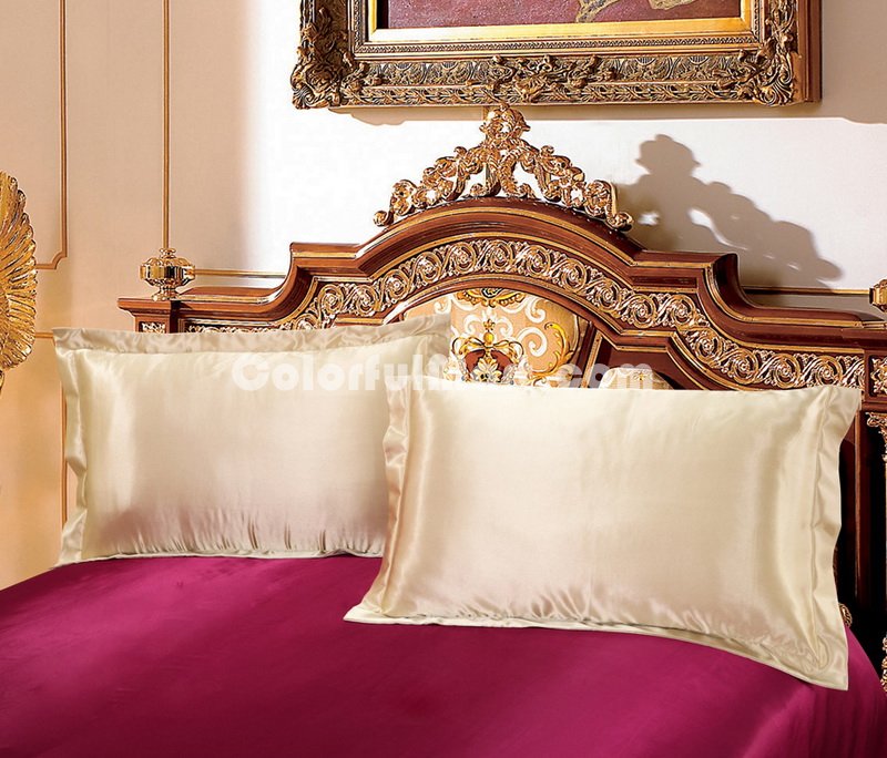 Camel And Wine Silk Bedding Set Duvet Cover Silk Pillowcase Silk Sheet Luxury Bedding - Click Image to Close
