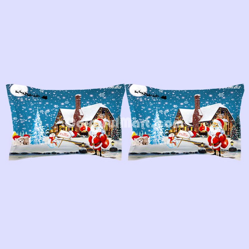 Christmas Eve Blue Bedding Duvet Cover Set Duvet Cover Pillow Sham Kids Bedding Gift Idea - Click Image to Close