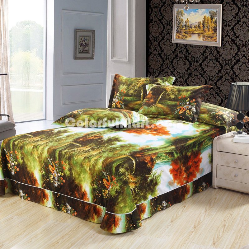 Wonderland Green Bedding Sets Duvet Cover Sets Teen Bedding Dorm Bedding 3D Bedding Landscape Bedding Gift Ideas - Click Image to Close