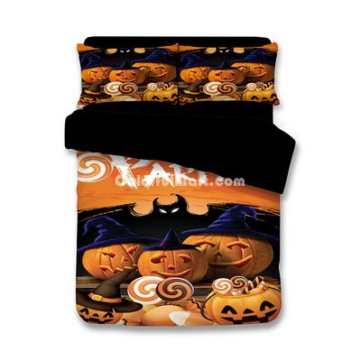 Halloween Pumpkin Lantern Yellow Bedding Duvet Cover Set Duvet Cover Pillow Sham Kids Bedding Gift Idea