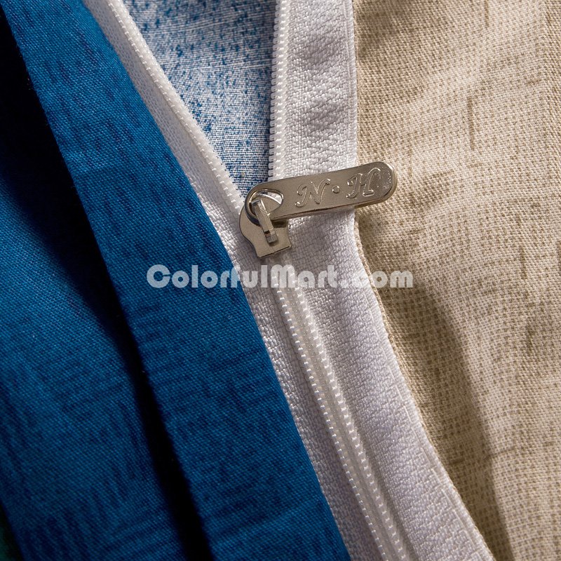 Uk Design Blue 100% Cotton 4 Pieces Bedding Set Duvet Cover Pillow Shams Fitted Sheet - Click Image to Close