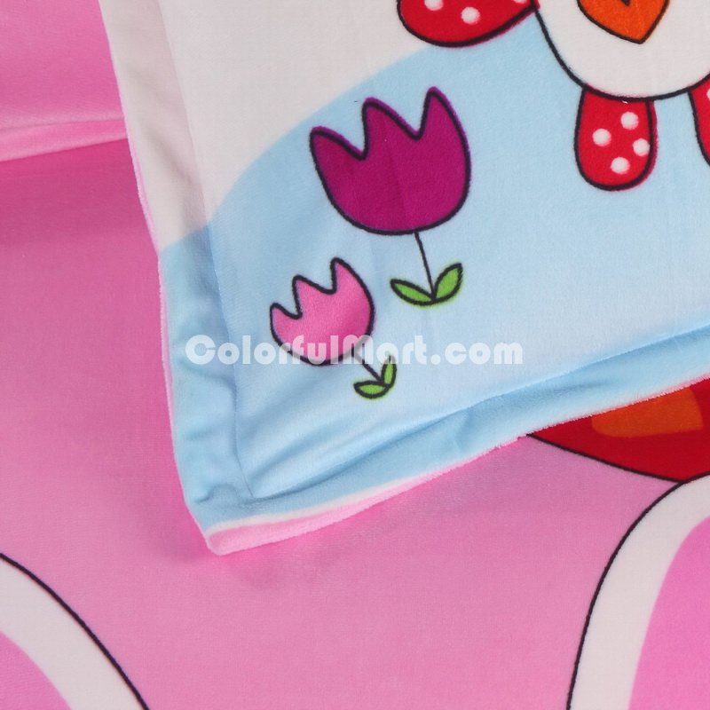 White Cloud Rabbits Pink Discount Kids Bedding Sets - Click Image to Close