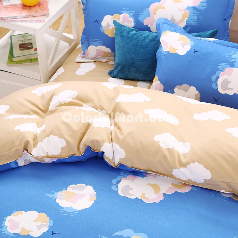 Clouds Blue Bedding Set Duvet Cover Pillow Sham Flat Sheet Teen Kids Boys Girls Bedding - Click Image to Close