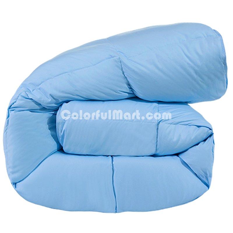 Sky Blue Luxury Duck Down Comforter - Click Image to Close
