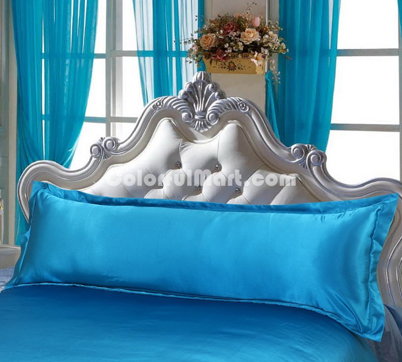 Lake Blue Silk Bedding Set Duvet Cover Silk Pillowcase Silk Sheet Luxury Bedding - Click Image to Close