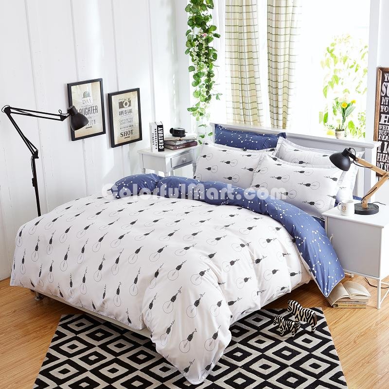 Light Bulbs White Bedding Set Duvet Cover Pillow Sham Flat Sheet Teen Kids Boys Girls Bedding - Click Image to Close