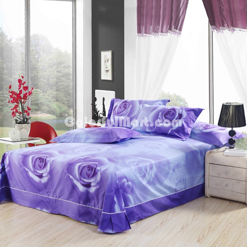 Roses Violet Bedding Sets Duvet Cover Sets Teen Bedding Dorm Bedding 3D Bedding Floral Bedding Gift Ideas - Click Image to Close