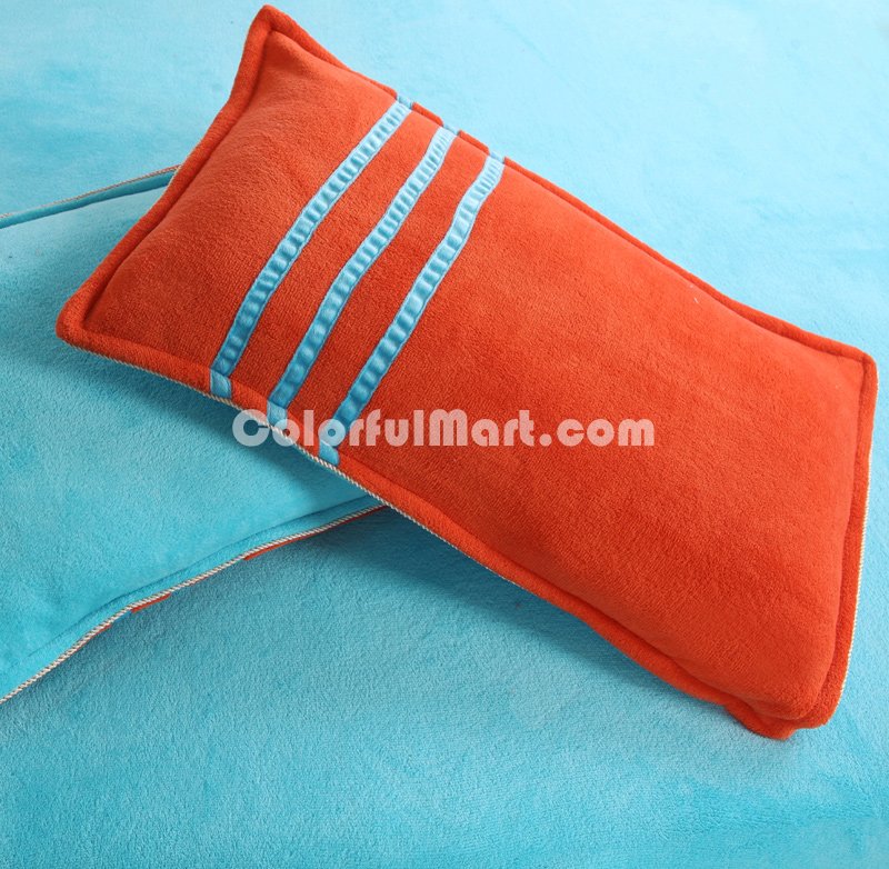 Orange Blue Coral Fleece Bedding Teen Bedding - Click Image to Close