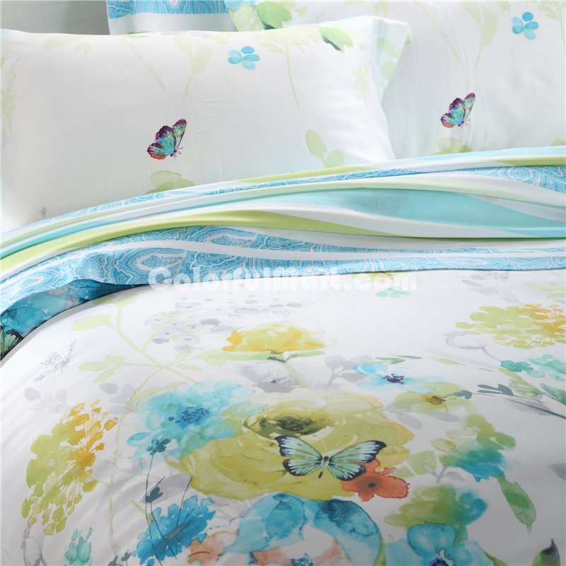 Midsummer Green Bedding Set Girls Bedding Floral Bedding Duvet Cover Pillow Sham Flat Sheet Gift Idea - Click Image to Close