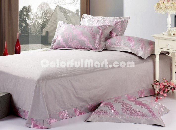 Overwhelming Love Silvery Grey 4 PCs Luxury Bedding Sets - Click Image to Close