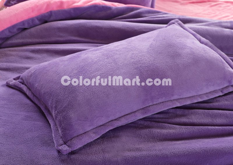Purple And Pink Coral Fleece Bedding Teen Bedding - Click Image to Close
