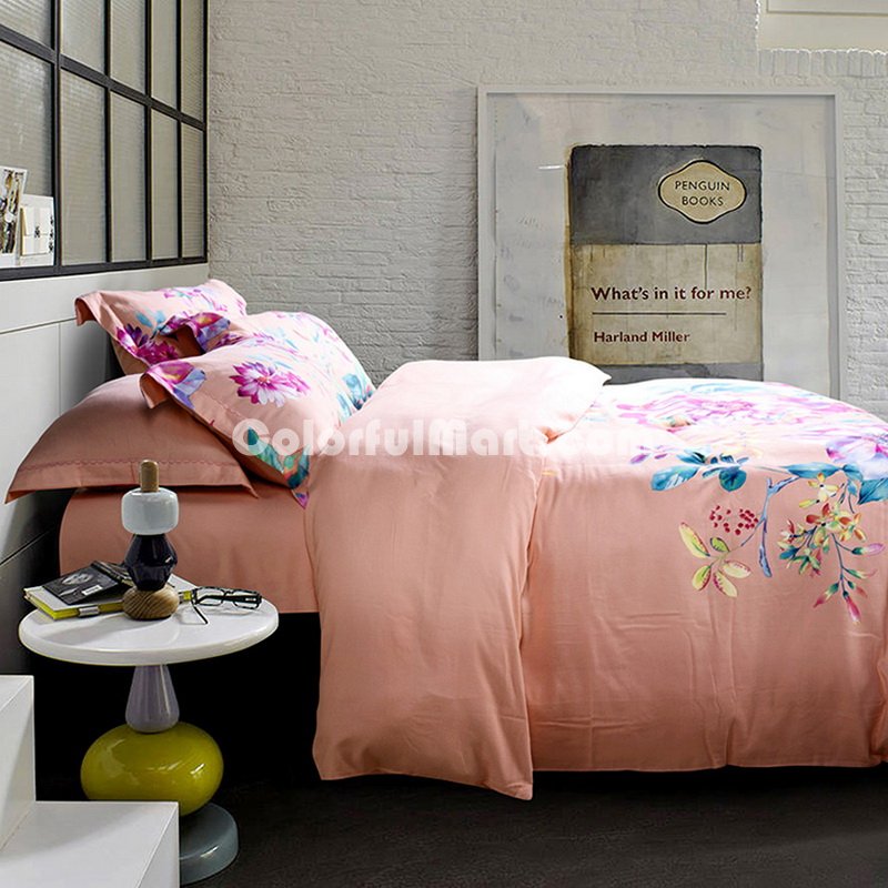 Pleasant Fragrance Pink Bedding Set Modern Bedding Collection Floral Bedding Stripe And Plaid Bedding Christmas Gift Idea - Click Image to Close