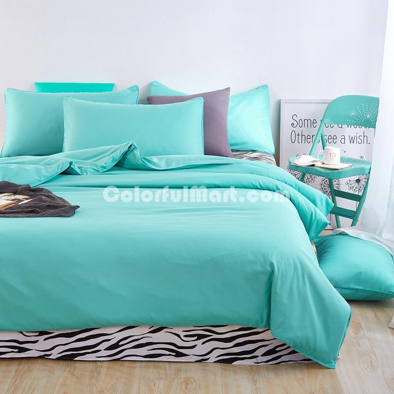 Zebra Print Cyan Bedding Set Duvet Cover Pillow Sham Flat Sheet Teen Kids Boys Girls Bedding - Click Image to Close