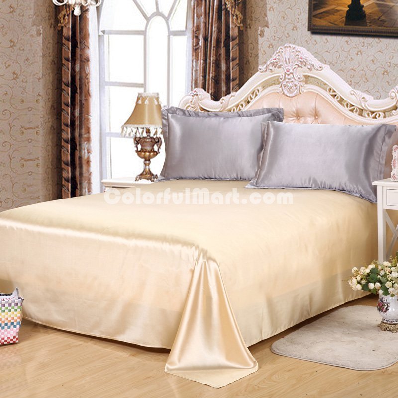 Silver Gray And Camel Silk Bedding Set Duvet Cover Silk Pillowcase Silk Sheet Luxury Bedding - Click Image to Close