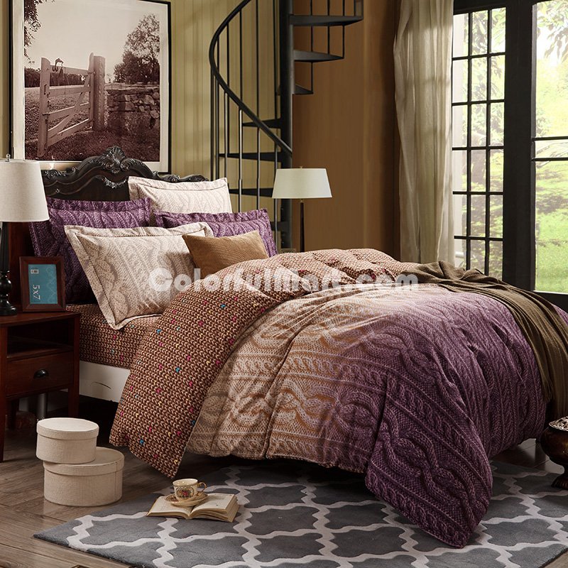 Blessed Rhyme Purple Duvet Cover Set European Bedding Casual Bedding - Click Image to Close