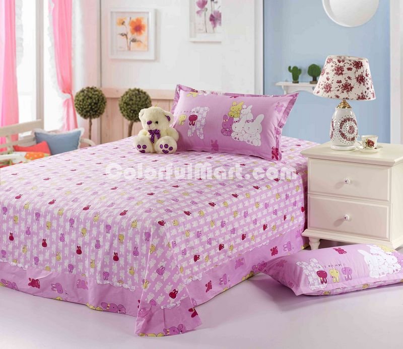 Rabbit Pink 3 Pieces Girls Bedding Sets - Click Image to Close