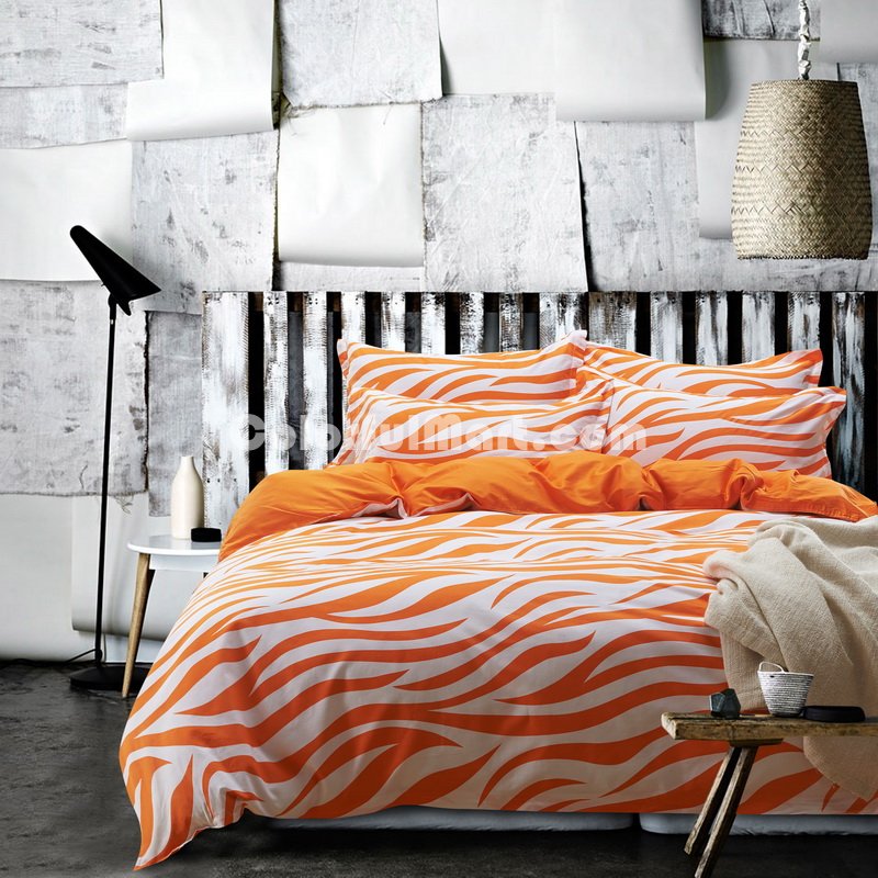 Zebra Print Orange Bedding Kids Bedding Teen Bedding Dorm Bedding Gift Idea - Click Image to Close
