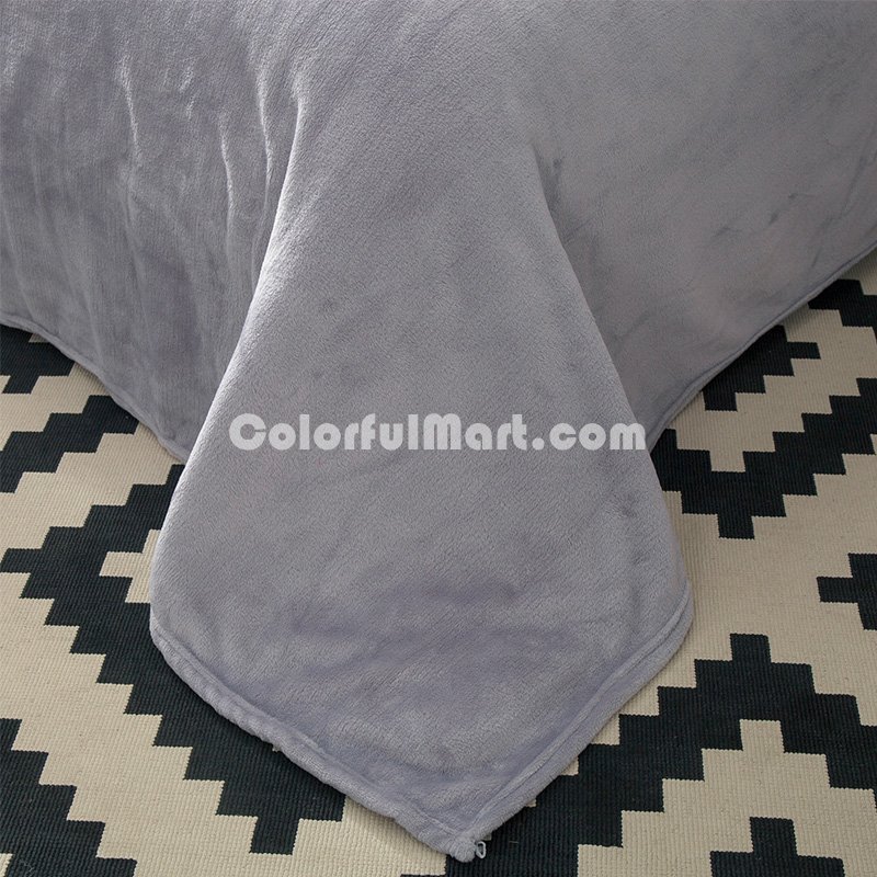 Light Grey Velvet Flannel Duvet Cover Set for Winter. Use It as Blanket or Throw in Spring and Autumn, as Quilt in Summer. - Click Image to Close