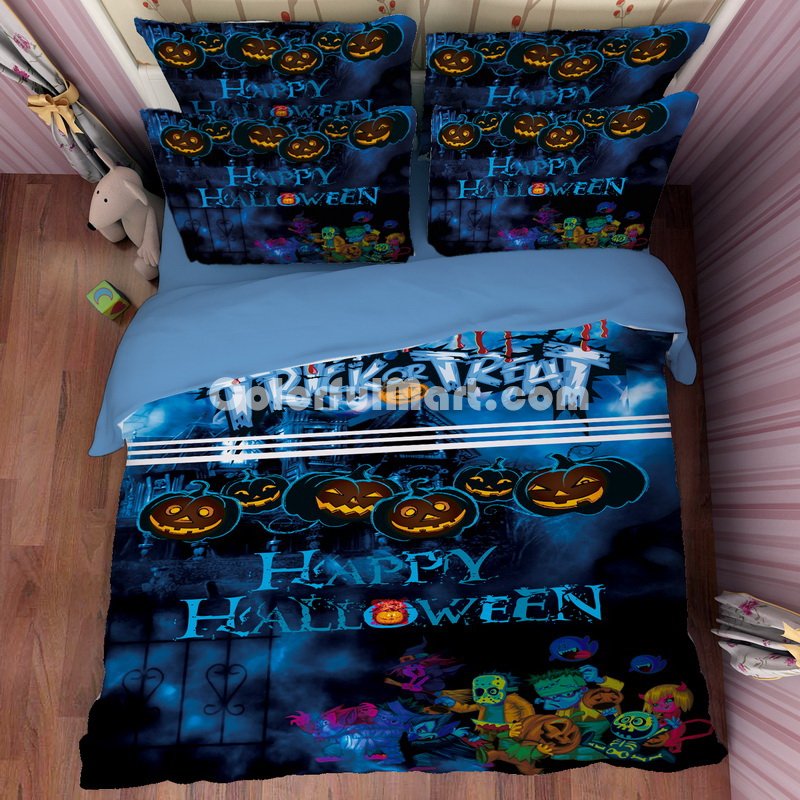 Halloween Terror Blue Bedding Duvet Cover Set Duvet Cover Pillow Sham Kids Bedding Gift Idea - Click Image to Close