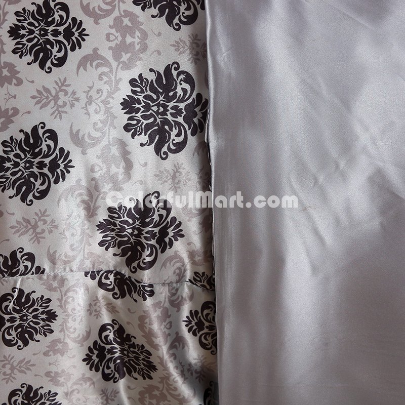 Beautiful Flowers Silvery Grey Bedding Silk Bedding - Click Image to Close