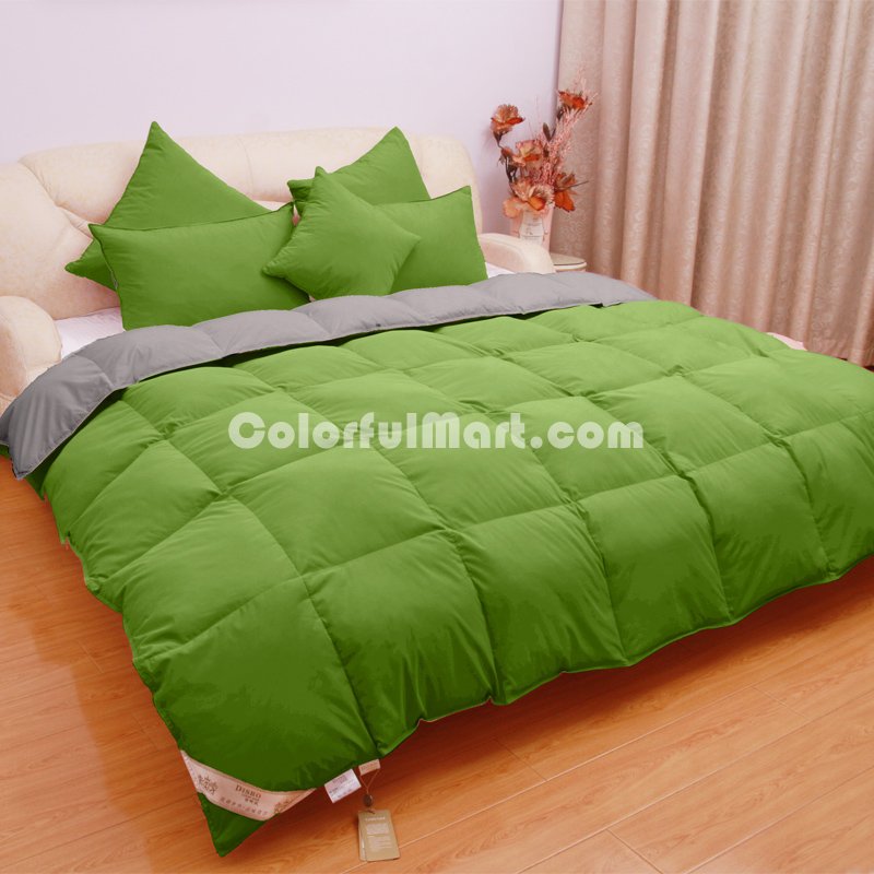 Green And Light Grey Goose Down Comforter - Click Image to Close