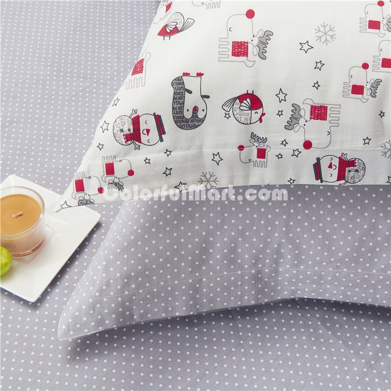 Snowman And Friends Gray Bedding Set Teen Bedding Dorm Bedding Bedding Collection Gift Idea - Click Image to Close