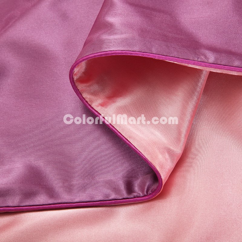 Lilac And Light Ruby Silk Bedding Set Duvet Cover Silk Pillowcase Silk Sheet Luxury Bedding - Click Image to Close