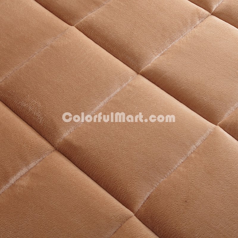 Champagne Brown Flannel Japanese Floor Futon Mattress Sleeping Pad Tatami Mat Japanese Bed Roll Foldable Roll Up Mattress Futon Memory Foam Rolling Bed Shikibuton - Click Image to Close