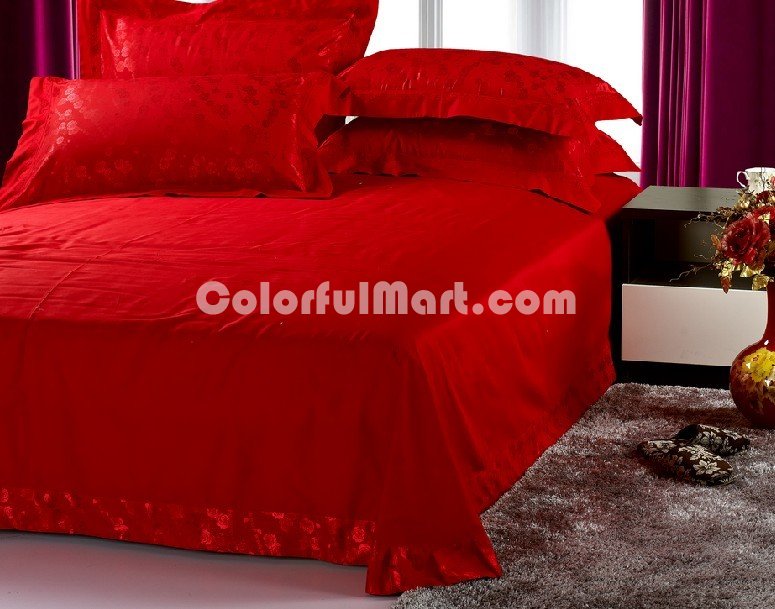 Shower Of Flowers Red 4 PCs Luxury Bedding Sets - Click Image to Close