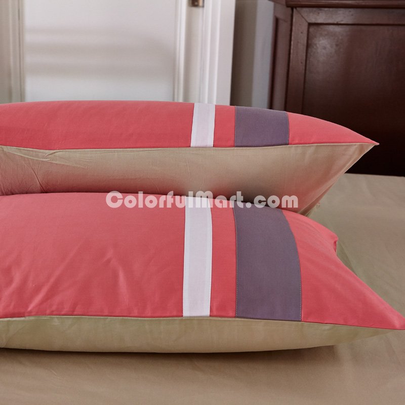 Intellectuality Pink 100% Cotton Luxury Bedding Set Stripes Plaids Bedding Duvet Cover Pillowcases Fitted Sheet - Click Image to Close