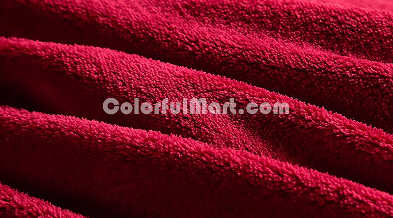 Wine Red And Silver Gray Coral Fleece Bedding Teen Bedding - Click Image to Close