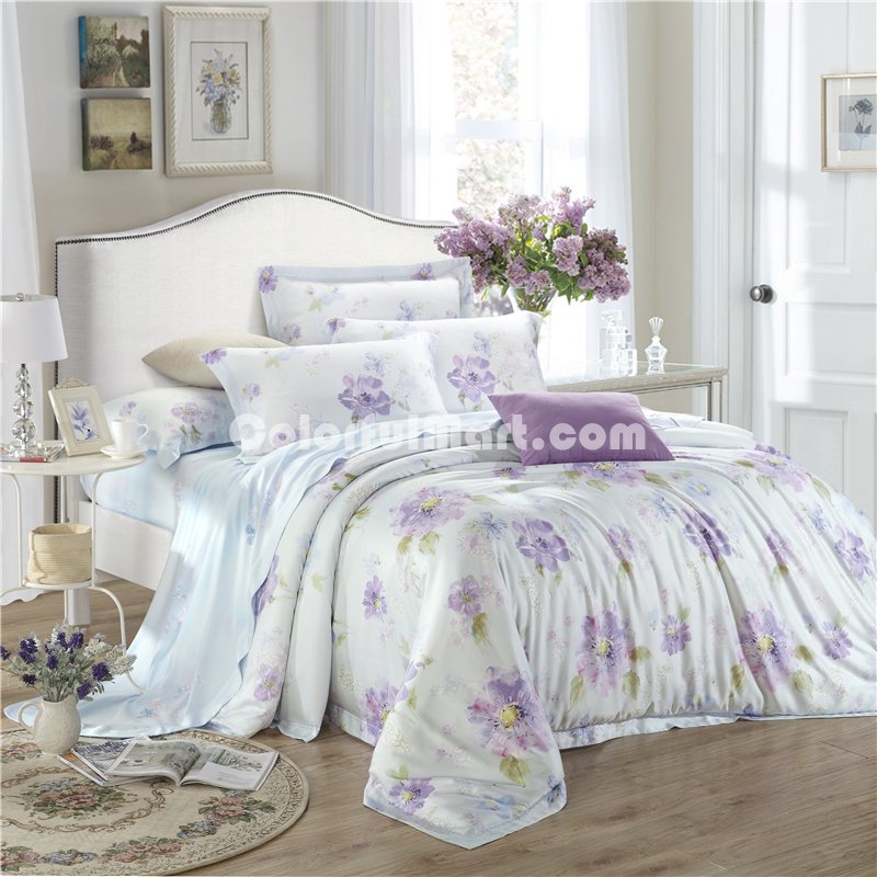 Light Makeup Purple Bedding Set Luxury Bedding Girls Bedding Duvet Cover Pillow Sham Flat Sheet Gift Idea - Click Image to Close