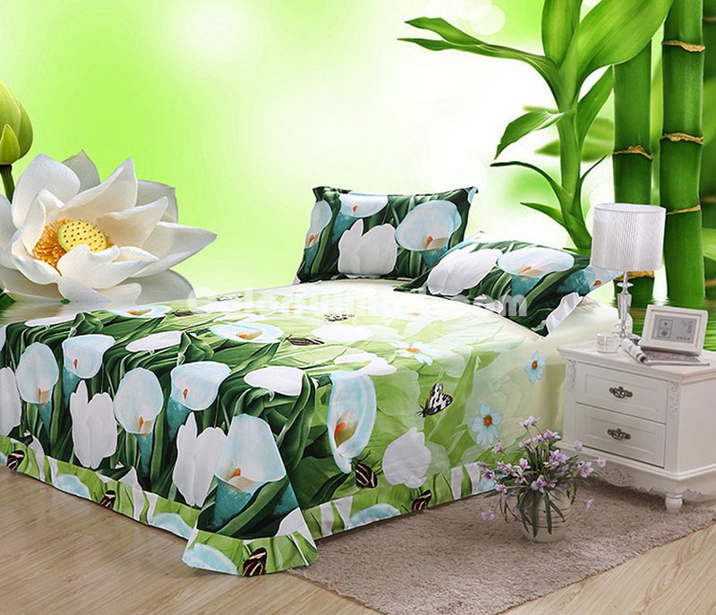 Spathiphyllum Green Bedding 3D Duvet Cover Set - Click Image to Close