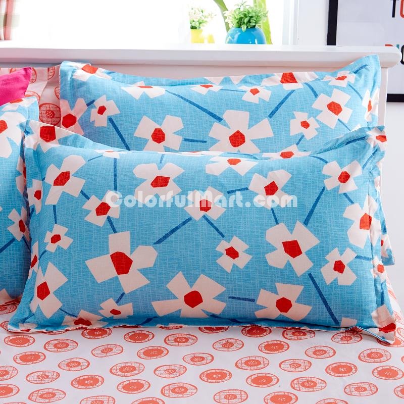 Flowers Blue Bedding Set Duvet Cover Pillow Sham Flat Sheet Teen Kids Boys Girls Bedding - Click Image to Close