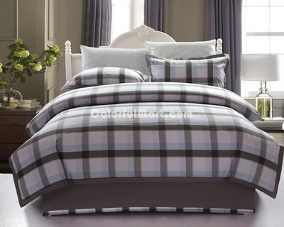 Simple Style Grey Tartan Bedding Stripes And Plaids Bedding Luxury Bedding