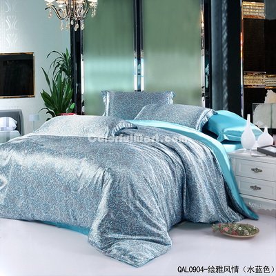 Magic Aqua Blue Silk Bedding Modern Bedding