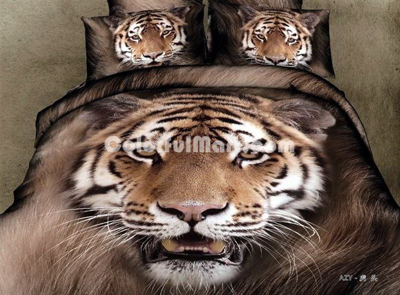Tiger King Coffee Bedding Animal Print Bedding 3d Bedding Animal Duvet Cover Set - Click Image to Close