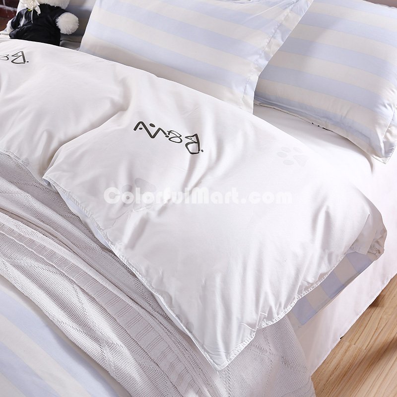 Cat And Dog Beige Bedding Set Duvet Cover Pillow Sham Flat Sheet Teen Kids Boys Girls Bedding - Click Image to Close
