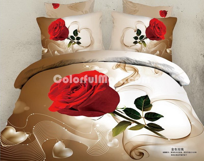 Golden Rose Red Bedding Rose Bedding Floral Bedding Flowers Bedding - Click Image to Close